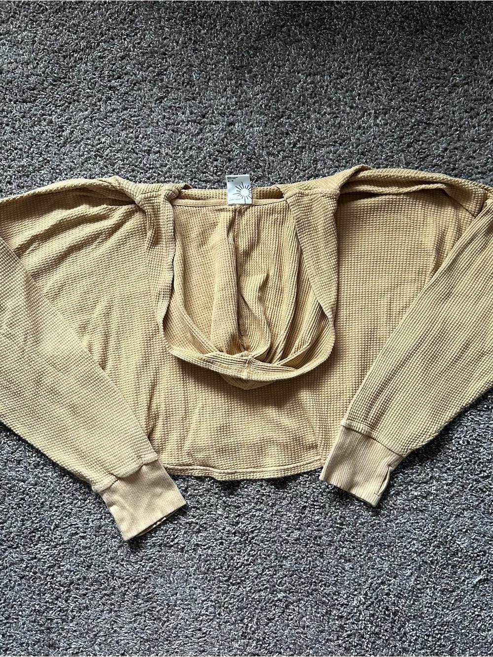 Aerie OFFLINE Cropped Waffle Knit Hoodie Medium - Picture 3 of 3